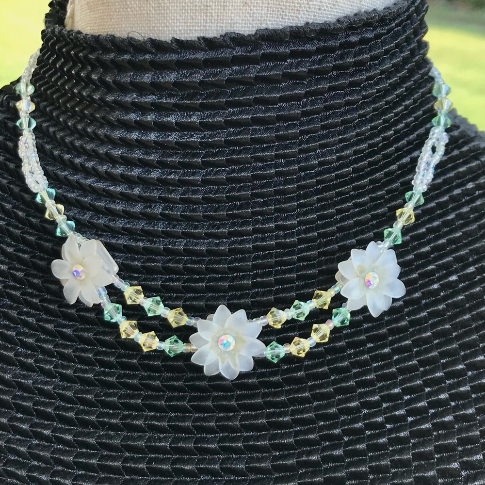 Handcrafted Swarovski Flower Crystal Necklace